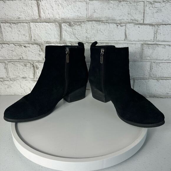 Blondo Boots Iris Waterproof Suede Leather Heel Ankle Booties Black 7.5 - Picture 8 of 11